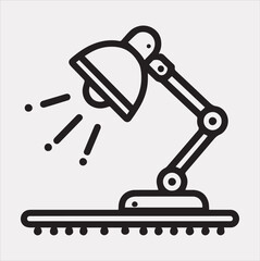 Desk lamp line Art silhouette vector on a white background