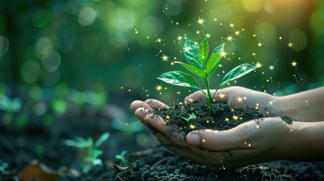 Commerce sector utilizing natural resources with advanced hardware solutions and digital management systems, promoting sustainability in a high-tech environment. No text, no logo, no trademarks