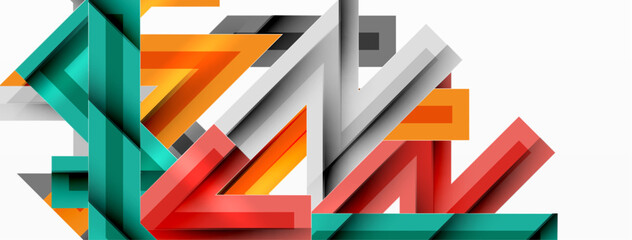 Line zig zag dynamic geometric abstract background. Colorful lines with shadow and light effects, various routes concept. Vector Illustration For Wallpaper, Banner, Background, Card