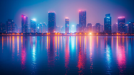 夕暮れの美しい都市