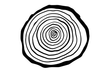 Circular wood rings. Saw cut timber. Line ripple circle wood texture. Vector illustration