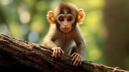 Fototapeta premium Adorable Baby Monkey on a Branch