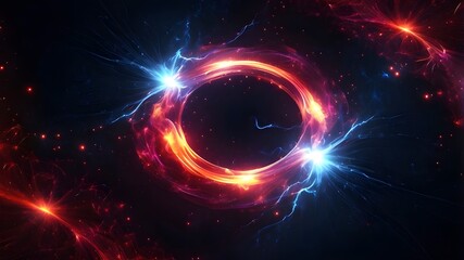 Visual effect layer with swirling glow particles and a red abstract circular plasma lightning particle effect