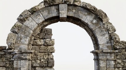 A sheep stands in front of a stone arch, possibly in a historic or cultural setting