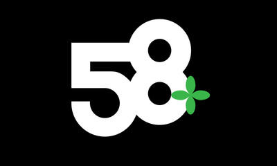 58 Leaf Number Logo Green White Health