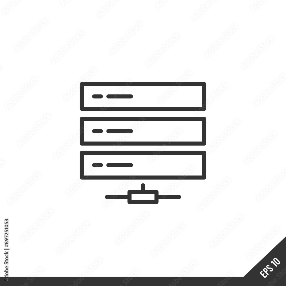 Poster database, server and cloud service line icons. network and technology vector linear icon set