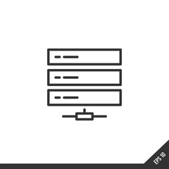 Database, Server and Cloud service line icons. Network and Technology vector linear icon set