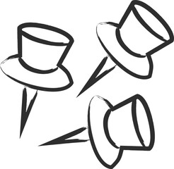 筆書き文房具手書き風アイコン　画鋲