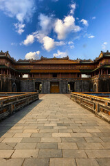 Fototapeta premium Imperial City with the Purple Forbidden City within the Citadel in Hue, Vietnam. Imperial Royal Palace of Nguyen dynasty in Hue.