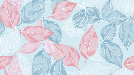 Soft pink and blue magnolia floral pattern with vintage inspiration, showcasing creamy brushstrokes and rich colors.