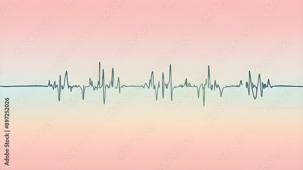 Aufkleber simple backdrop with a symmetrical ecg line pattern and weak medical symbols that represent heartbea