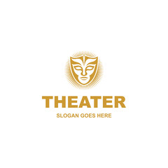 Fototapeta premium Simple theater mask logo design vector isolated on white background