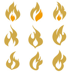火　炎のイラストアイコンセット