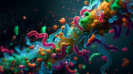 Obraz premium E coli is a type of bacteria that can live in the intestines of humans and animals Most strains of