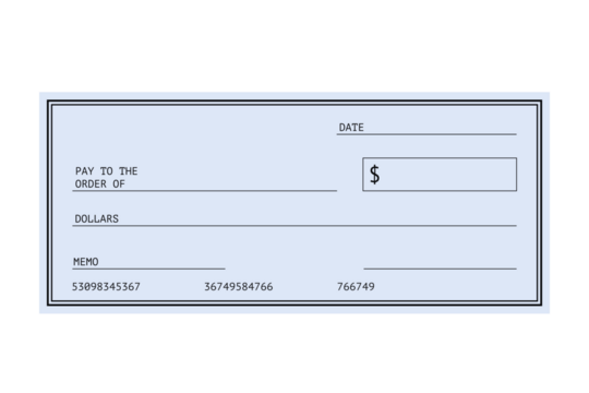 Blue Blank Check Transparent background