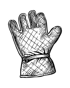 recommend clip art: kitchen glove engraving black and white outline