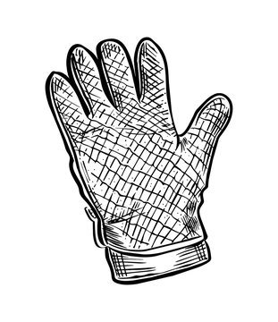 recommend clip art: kitchen glove engraving black and white outline