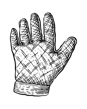 recommend clip art: kitchen glove engraving black and white outline
