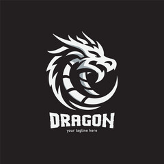 Simple Dragon Head Monochrome Logo Design