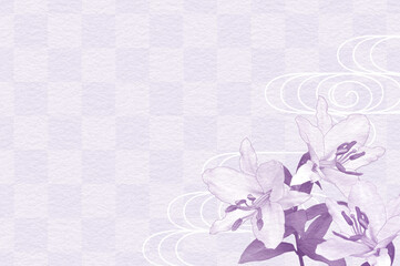 百合　和風　素材　和柄　市松模様　文様　和紙　喪中　お彼岸　お盆　シンプル　上品　和モダン　ハガキ　ポスター