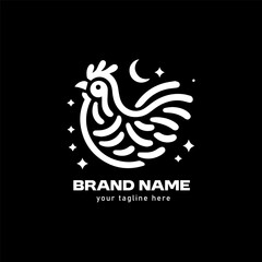 Simple Chicken Monochrome Logo Design