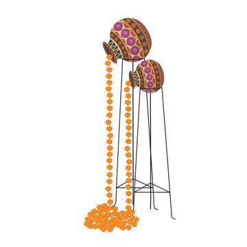 floral pots pouring orange flowers