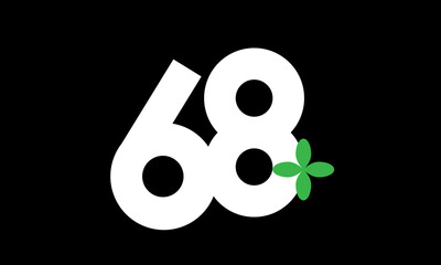 68 Leaf Number Logo Green White Health