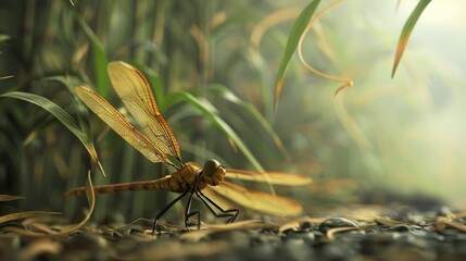 bamboo dragonfly  , bamboo and dragonfly art , minimalist bamboo dragonfly , bamboo dragonfly wall art japanese style