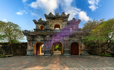 Imperial City with the Purple Forbidden City within the Citadel in Hue, Vietnam. Imperial Royal...