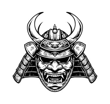 recommend clip art: shogun helmet engraving black and white outline