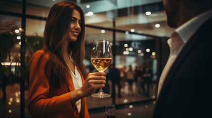 Triumphant business executives celebrating success in a contemporary office environment