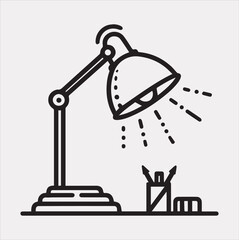 Desk lamp line Art silhouette vector on a white background