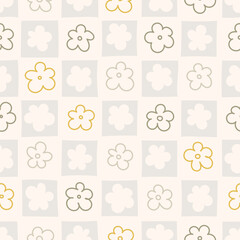 Seamless pattern with pastel flowers. Simple minimalistic wallpaper with nature element.