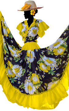 Robe folklorique pour danseuse de maloya, &icirc;le de la R&eacute;union 