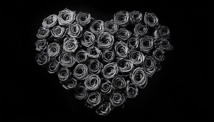 黒色のハート型のバラの花（Black heart-shaped rose flower.）