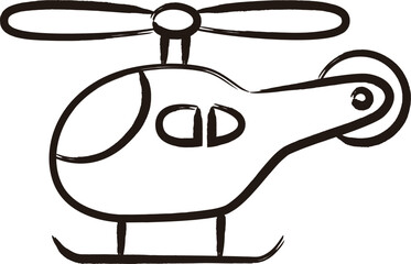 筆書き乗り物単品アイコン　ヘリコプター