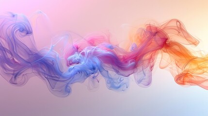 Array of abstract smoke swirls in blue, pink, and orange tones on a gradient backdrop creates a mesmerizing visual