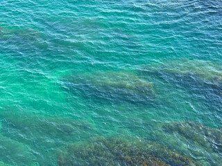 Ocean blue turquoise water aerial view