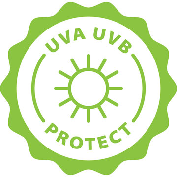 green uva uvb protect outline icon round rounded circle badge stamp label isolated on transparent background