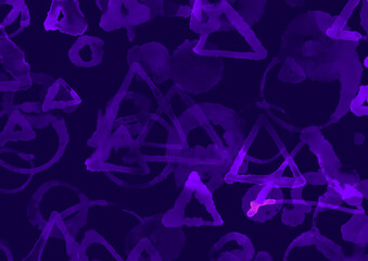 紫のダークな手描き三角模様の水彩テクスチャ背景