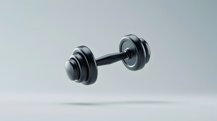 Dumbbells Floating in the Air on White Solid Background - Gym Concept.