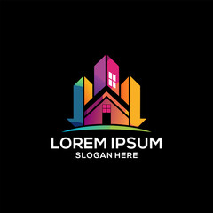 Real estate home colorful gradient style. Real estate brand logo. Real estate vector brand logo vector.

