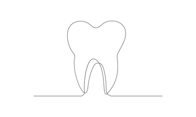 Vector continuous one line drawing of tooth, the best use for logo banner illustration dentist medical concept
