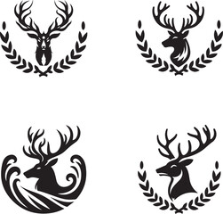 Deer Head Silhouette Illustration: Isolated