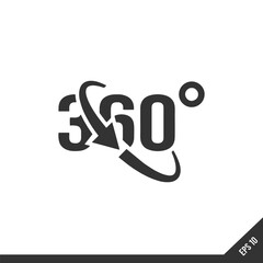 360 degree icon. Black filled vector illustration. 360 degree symbol on white background. Can be used in web and mobile.