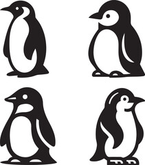 Fototapeta premium Minimalist Penguin Silhouette: Vector Icon Illustration