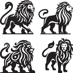 Black and White Lion: Vector Art Illustration