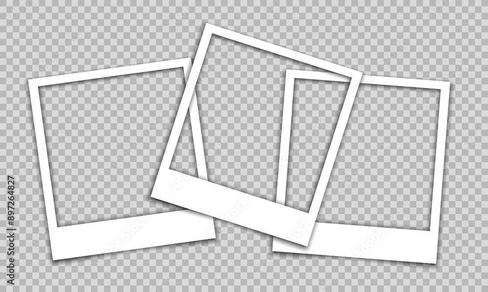 Poster vector empty photo frames with shadow isolated on transparent background. template mockup photo desi