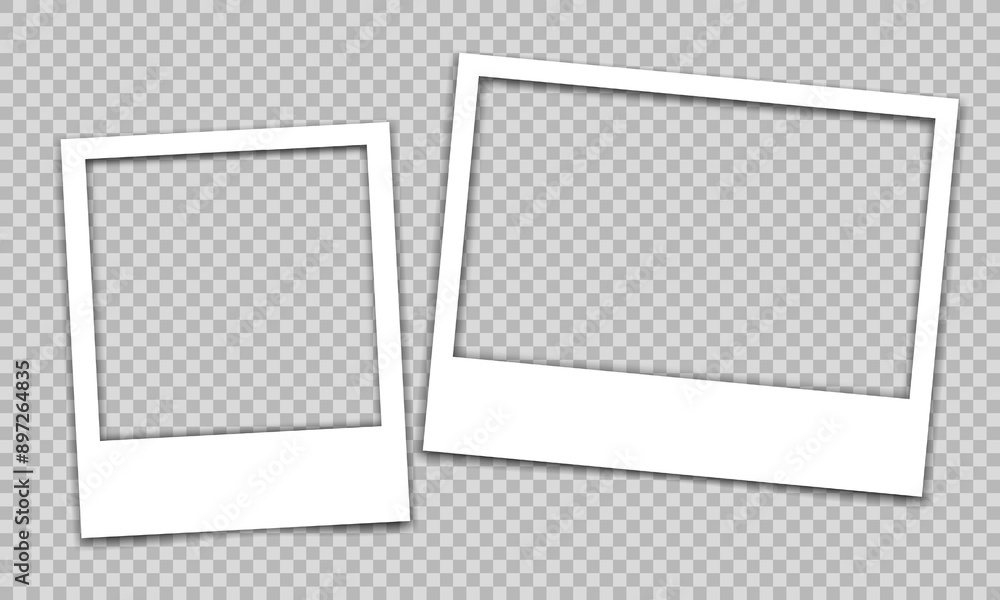 Poster vector empty photo frames with shadow isolated on transparent background. template mockup photo desi
