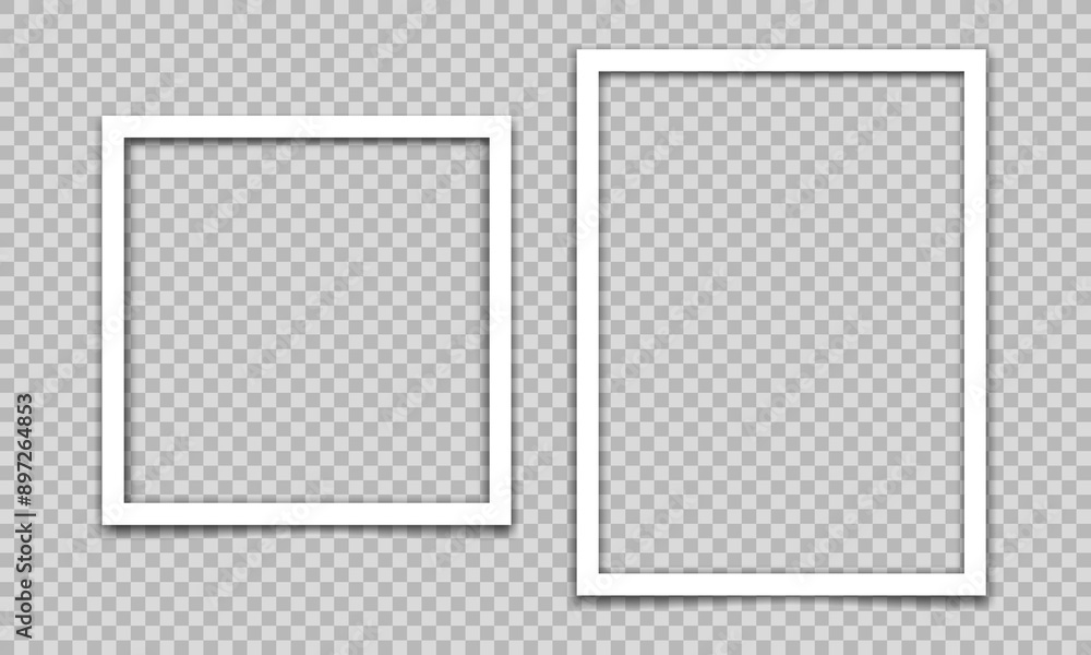 Poster vector empty photo frames with shadow isolated on transparent background. template mockup photo desi